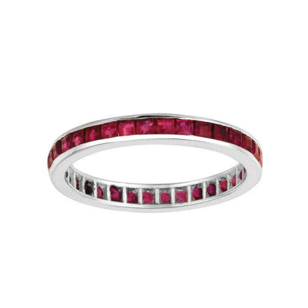 1.20 Carat Princess Cut Natural Ruby Ring Band 14K